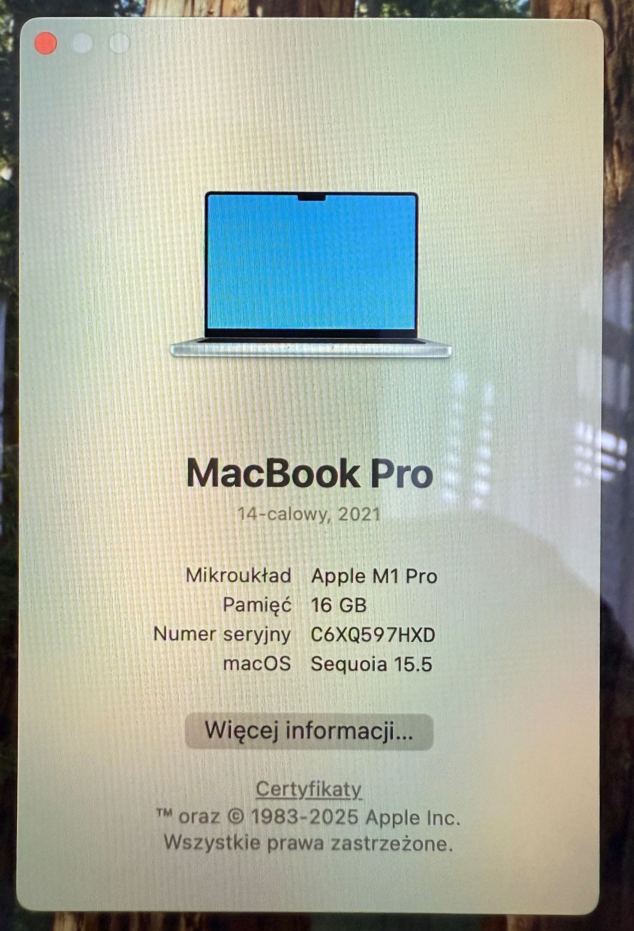 Apple Macbook Pro 14, M1 Pro 16GB Ram, 512GB SSD, faktura VAT