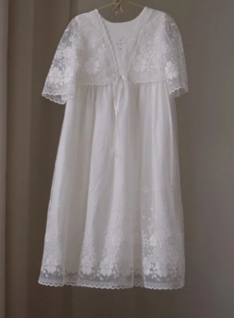 Крестильное платье с чепчиком Choupette.Одежда крестильная.р. 1-12 мес