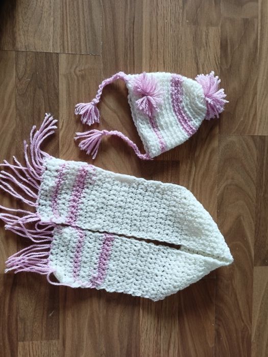 Czapeczka + szalik szydełko niemowlak