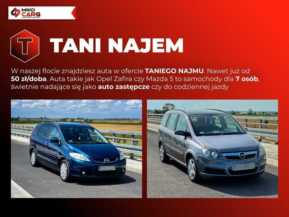 Tania WYPOŻYCZALNIA wynajem samochodów 5,7 I 9 osobowych BEZ KAUCJI