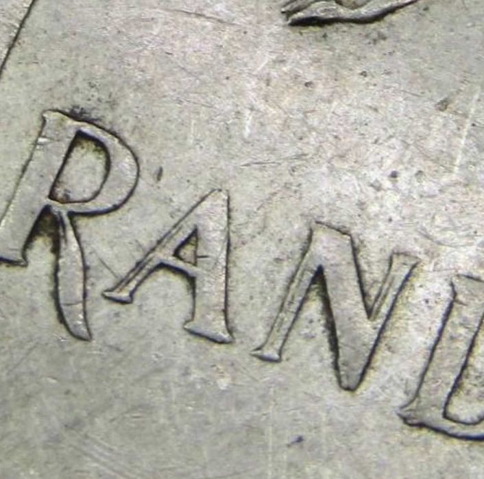 Moeda sul-africana de R1 de 1967 (erro raro de cunhagem dupla)