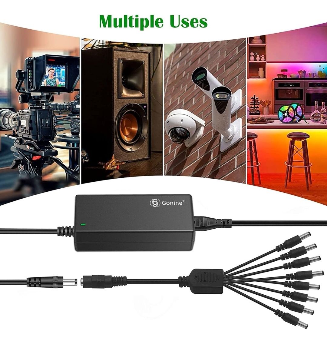 Gonine 12 V 5 A 60 W kamera monitoringowa zasilacz 2-biegunowa wtyczka