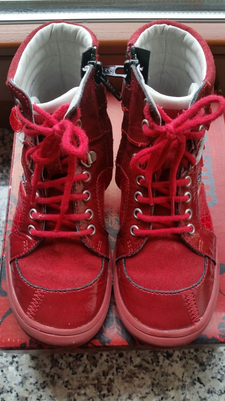 Buty skórzane czerwone Catimini rozmiar 29