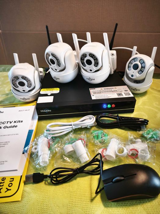 Sistema de Videovigilância CCTV NVR Wi-Fi 4 Câmaras PTZ 5MP HISEEU