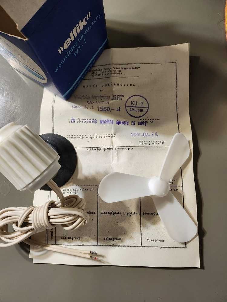 Wentylator turystyczny WT-1 „Elfik” zabytek PRL bez wtyczki