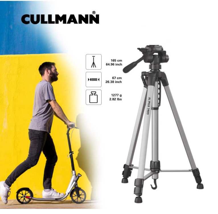 Cullmann Alpha 2500 Statyw fotograficzny tripod 165cm srebrny aparat