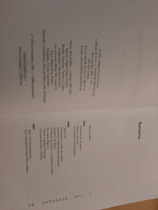 Anos Perdidos Crónicas 1995 a 2001 de Miguel Sousa Tavares