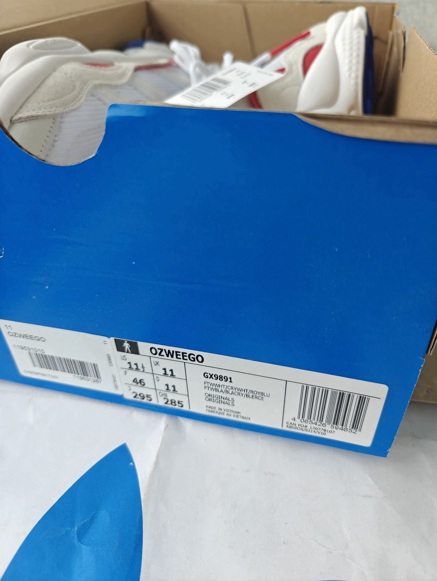 Nowe buty Adidas Ozweego 46 UK11 męskie białe jasne jak air Jordan