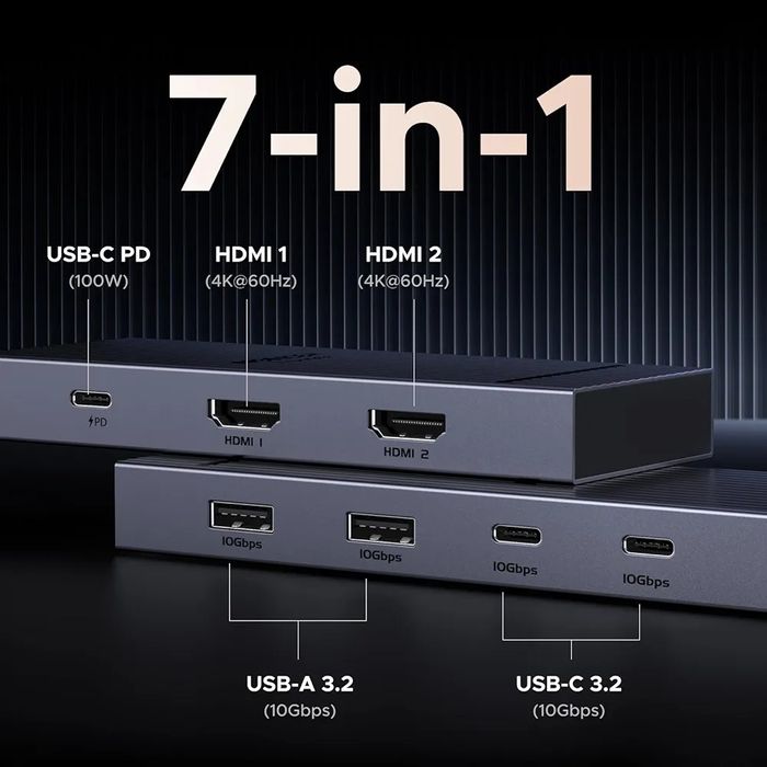 Adapter USB-C Hub 2HDMI 4K-60Hz firmy UGREEN REVODOK 10 Gbps