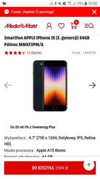 Iphone SE 2022 64G czarny NOWY Gwarancja