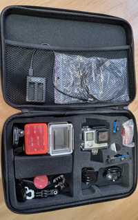 Kamera sportowa GoPro Hero 4 Black, zestaw, akumulatory, walizka