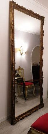 Antigo enorme Espelho Quadro Moldura talha dourada "Ouro velho Luís XV