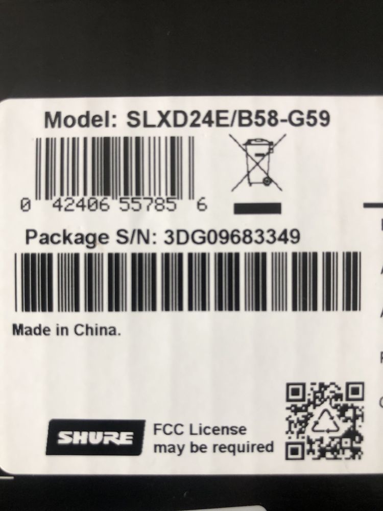 SHURE SLXD24E/B58-G59 mikrofon  BETA 58 bezprzewodowy wireless SLX-D