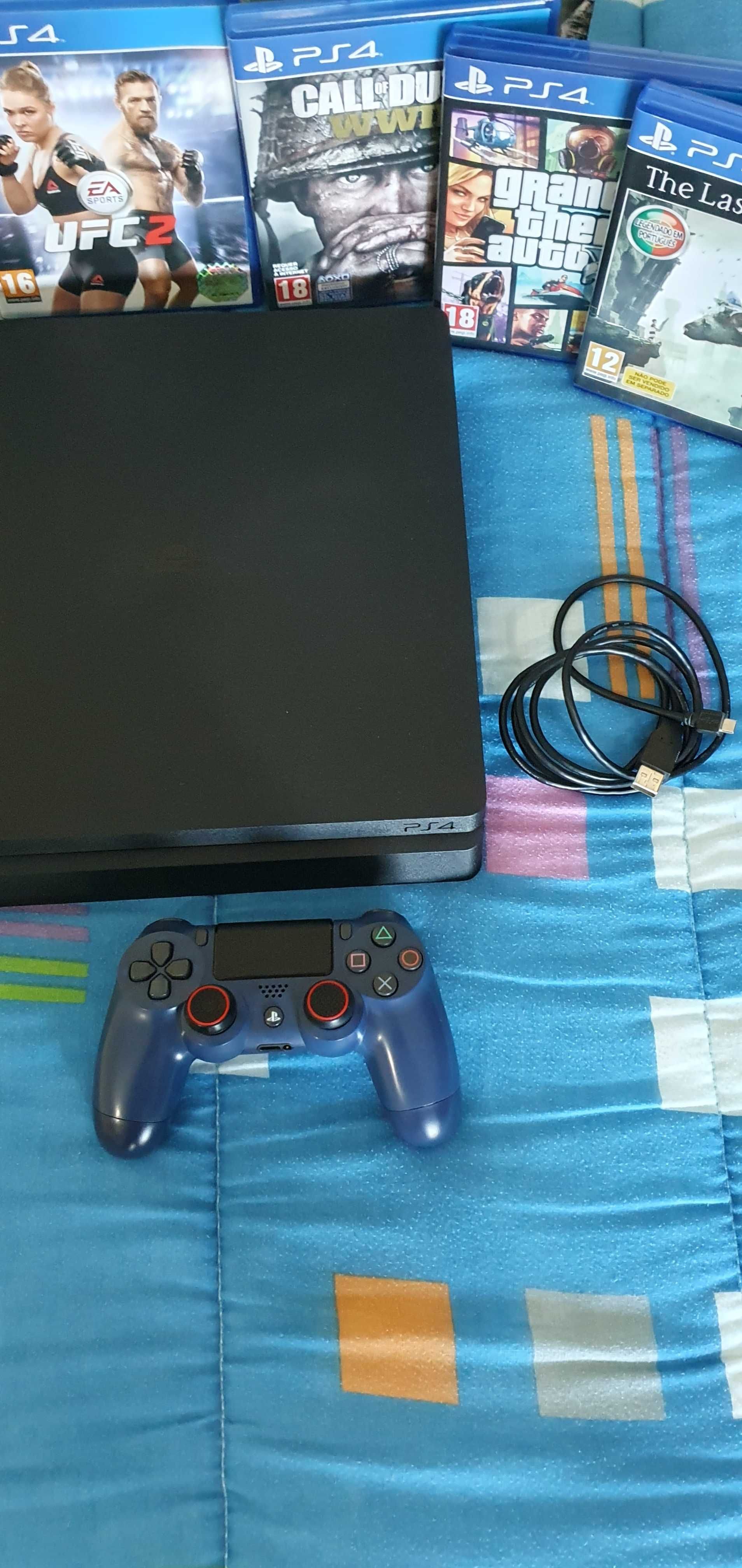 Ps4 slim 1Tb + 5 jogos