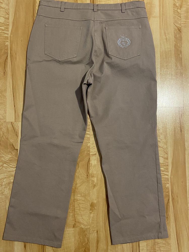 Laura Kent roz 48 4XL damskie spodnie jeansowe dżinsowe beżowe brązowe