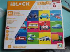 Пазл IBLOCK Транспорт з дошкою для малювання 2 в 1