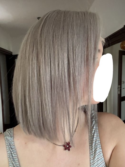 Peruka włosy naturalne ludzkie siwa