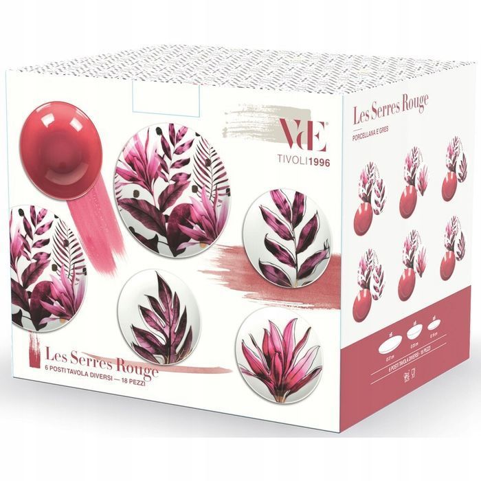 Villa d'Este Zestaw talerzy Les Serres Rouge dla 6 osób