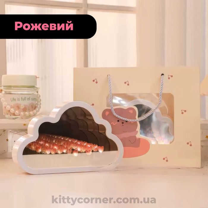 ЗІБРАНИЙ нічник хмаринка з тюльпанами/безкінечні тюльпани рожева