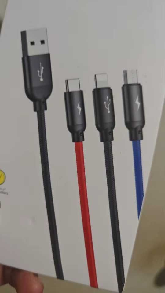 3 w 1 przewód ładujący i transmisji IP+Micro+Type-C.