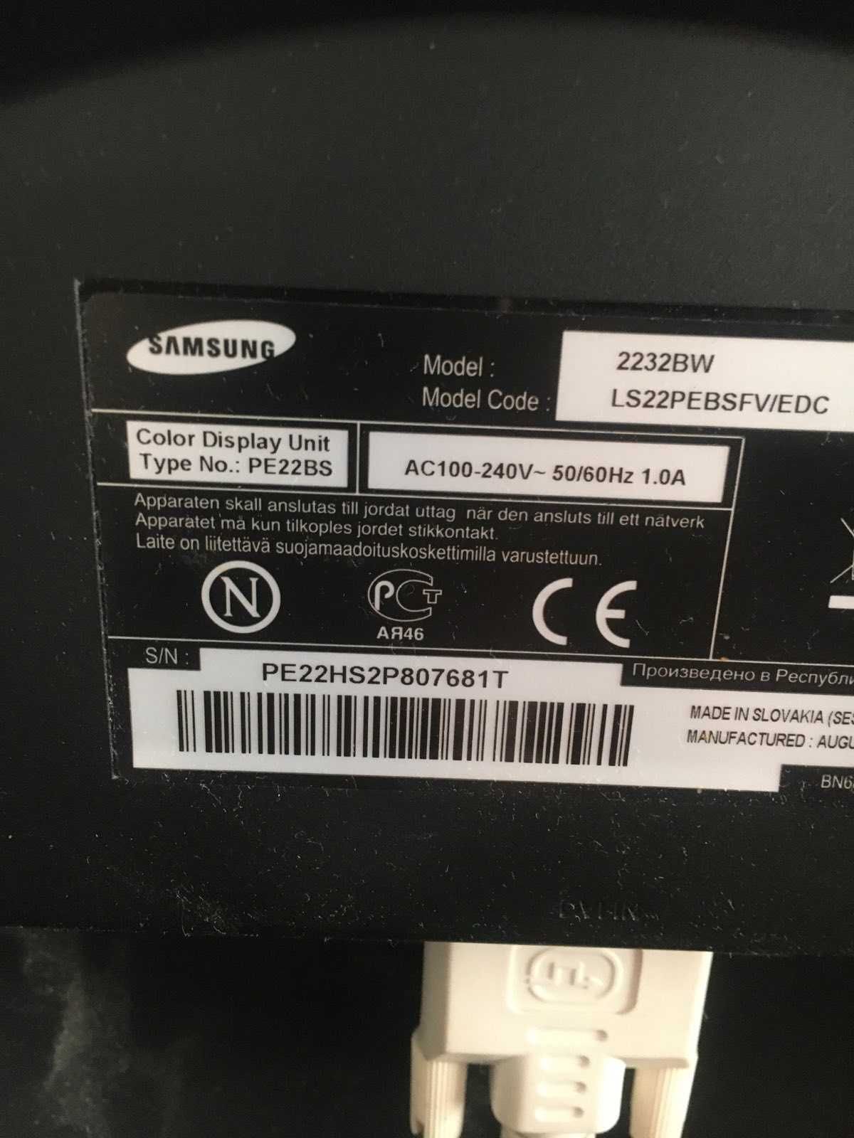Монітор Samsung 2232 BW 22 дюйма