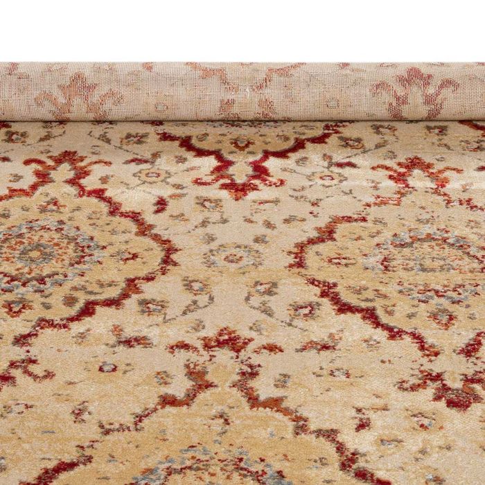 Tapete padrão beige e vermelho