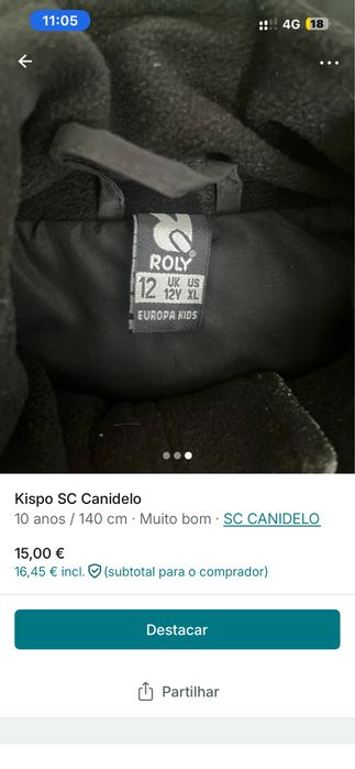 Casaco impermeavel / kispo SC Canidelo