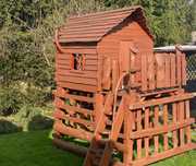 Domek ogrodowy ze schodkami, okiennice indywidualny, XXL, balkon