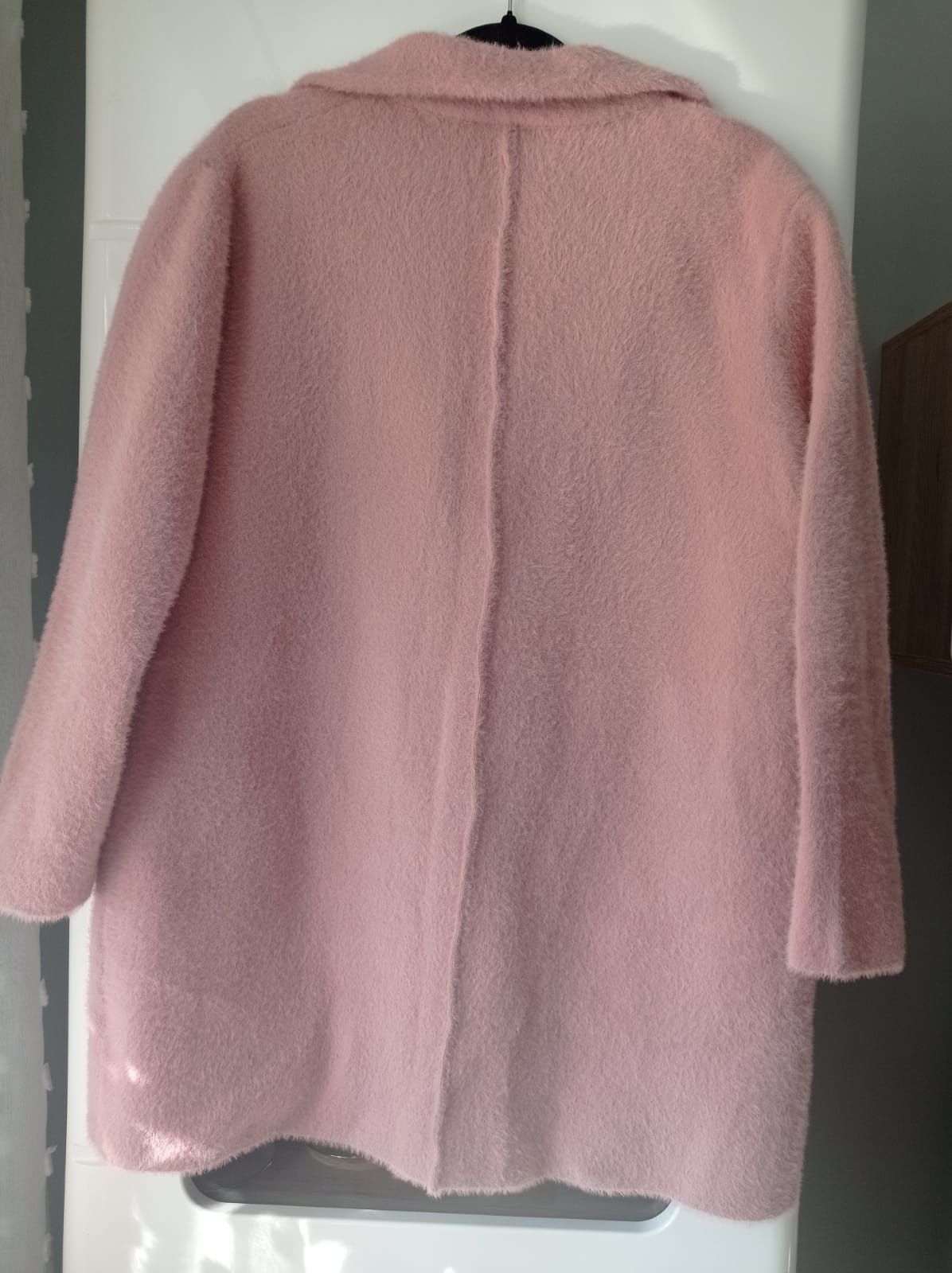 Płaszcz kurtka narzutka alpaka różowa XL XXL 40 42 nowa