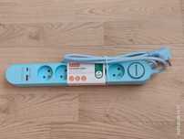 Listwa zasilająca - USB A i USB C - kolor błękitny