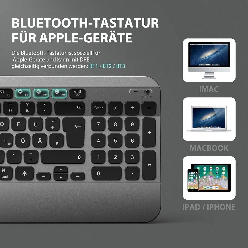 seenda Klawiatura Bluetooth z podświetleniem do komputerów Mac,gwerty