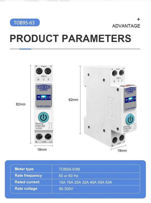 TUYA smartlife 63A TOMZN WIFI автомат лічильник енергії реле MCB