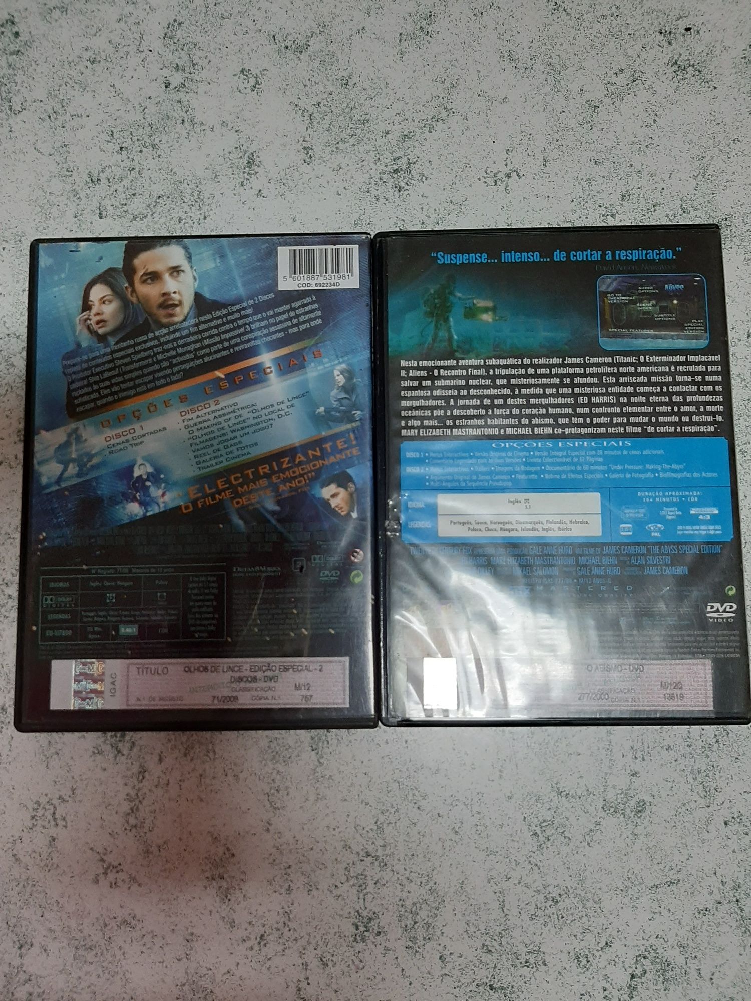 Dvd duplo o abismo   e os olhos de lince