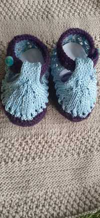 Пинетки ботиночки -сандалии для младенцев,вязаные на лето из хлопка
