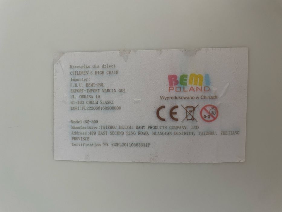 Krzesełko do karmienia ultra lekkie Children's High Chair