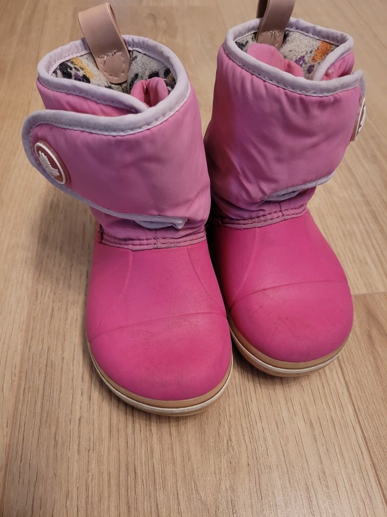 Crocs c8 zimowe śniegowce różowe buty
