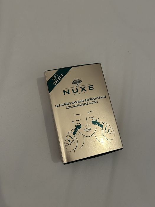 Nuxe nowy zielony masażer do twarzy 2 szt. szklane kule