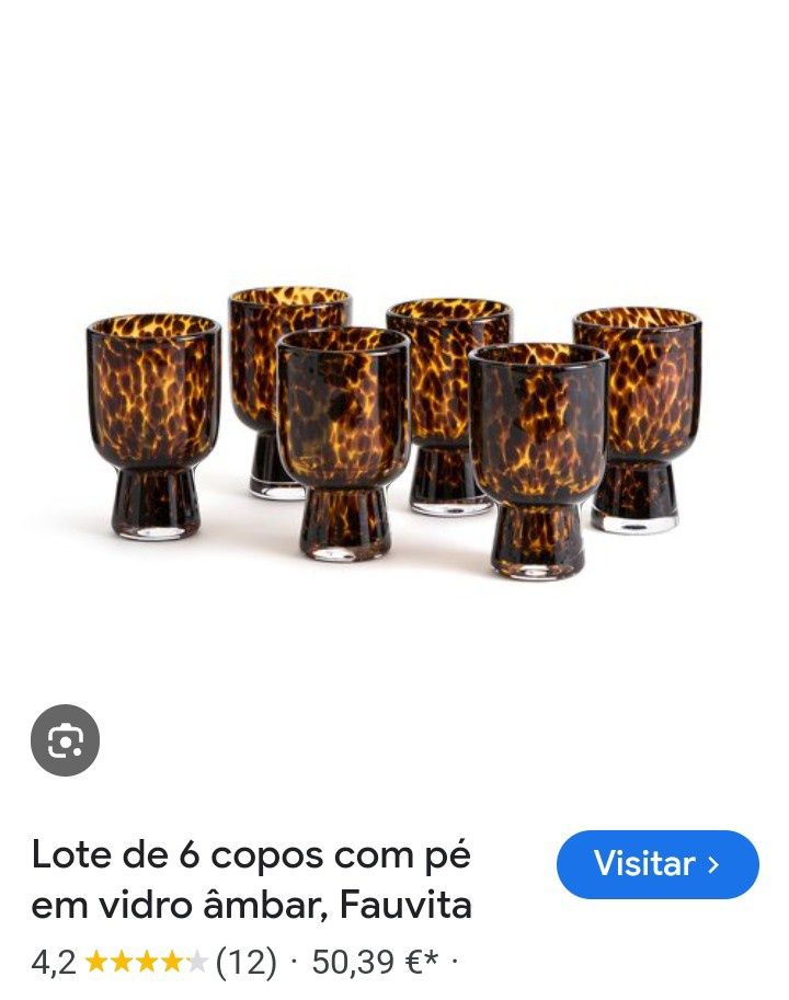 Garrafa + 5 copos vidro âmbar