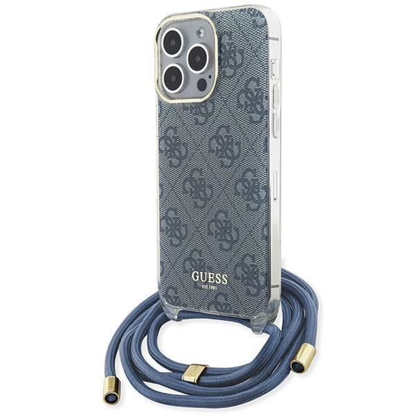 Etui Guess Crossbody Cord 4G Print dla iPhone 15 Pro 6.1" - Niebieskie