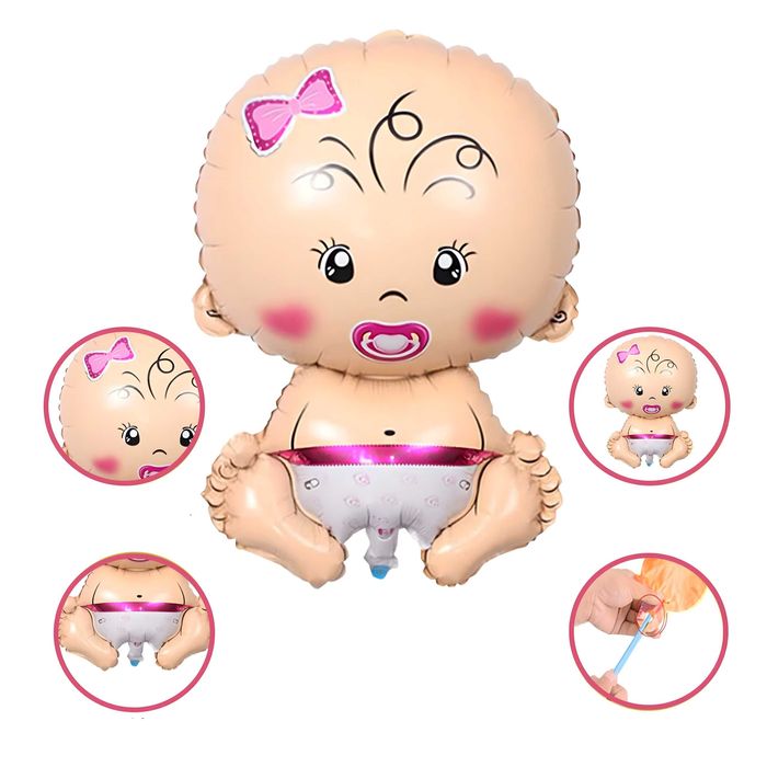 Zestaw 5 Balonów na Baby Shower Bobas Noworodek Dziewczynka Różowy