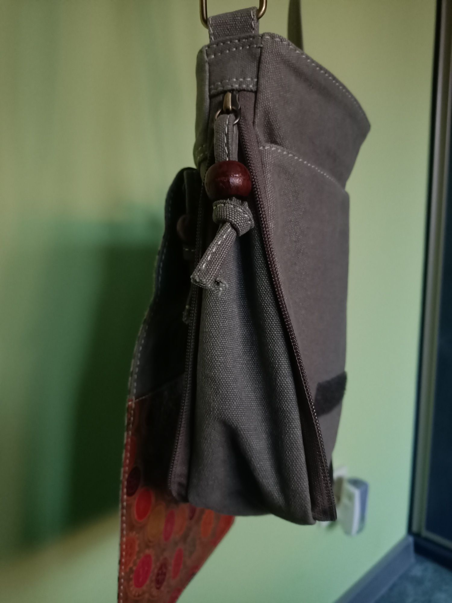 Torebka na ramię (skóra +len)