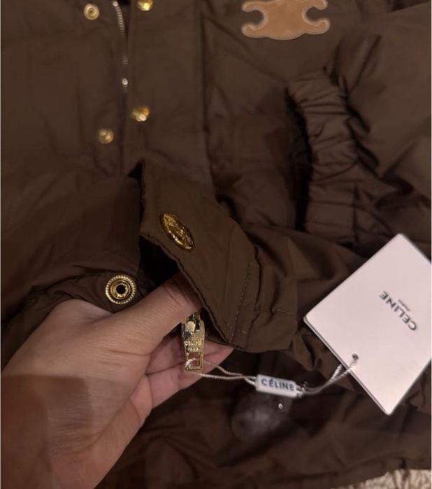 Шоколадний пуховик celine premium рукава відстібуються