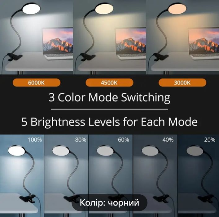 Гнучка настільна лампа