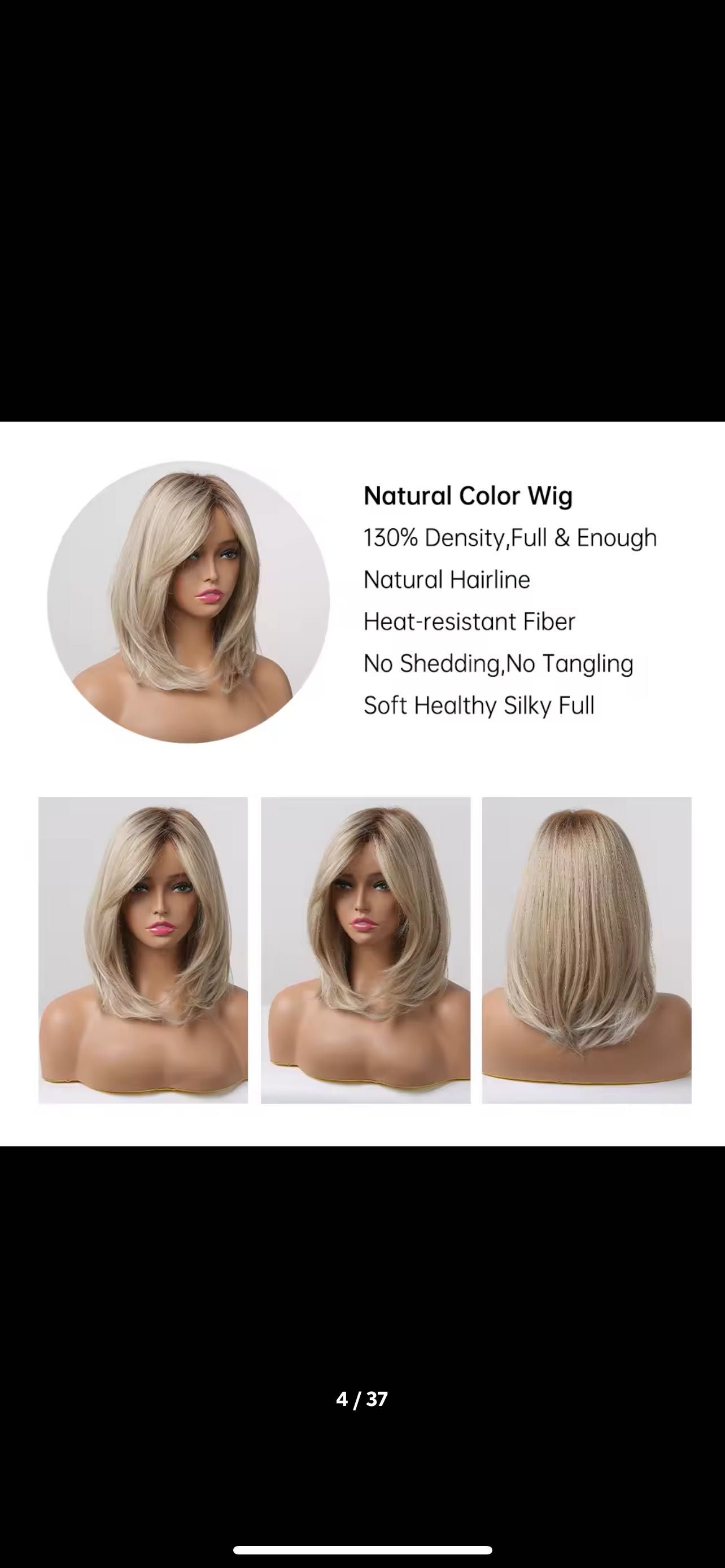 Nowa peruka damska blond balejaż cieniowana bob pasemka