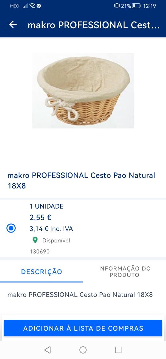 Cesto de pao varios