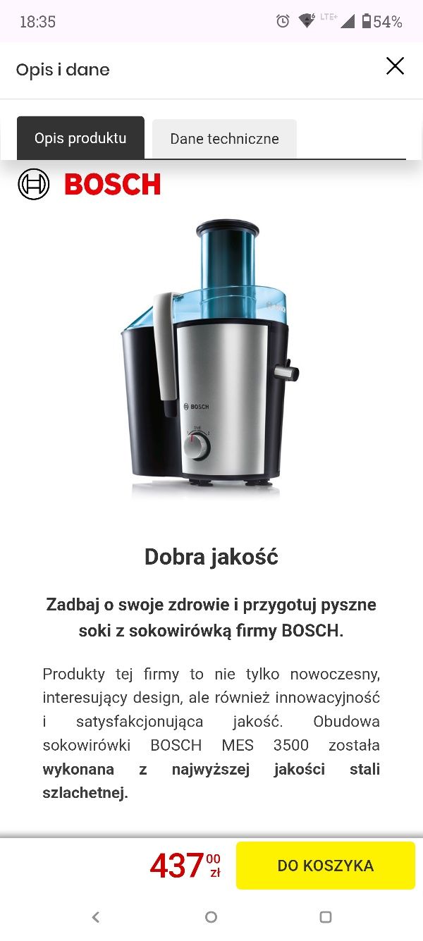 Sokowirówka Bosch Mes 3500 nowa