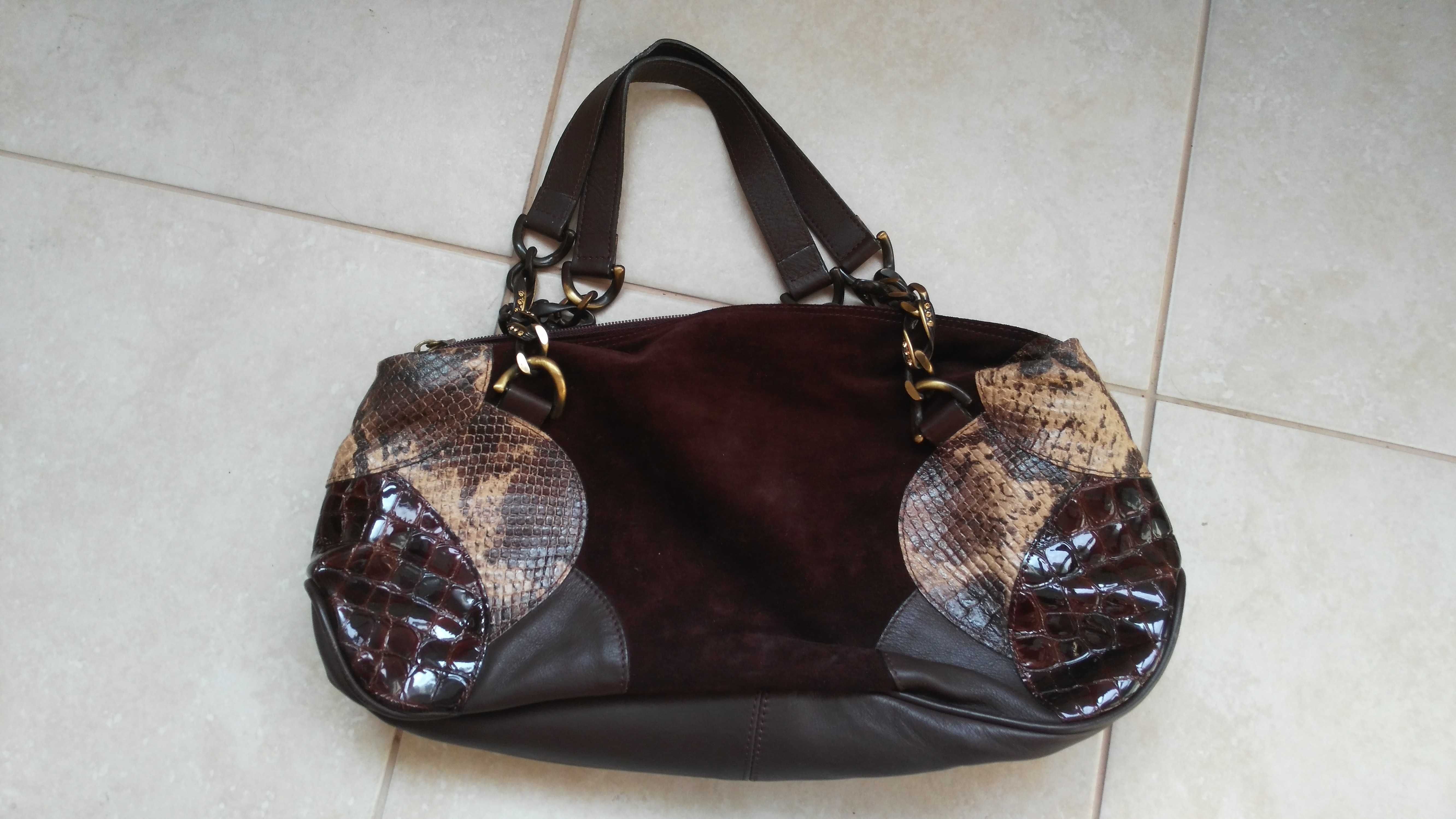 итальянская сумка Marina, коричневая, замша, оригинал