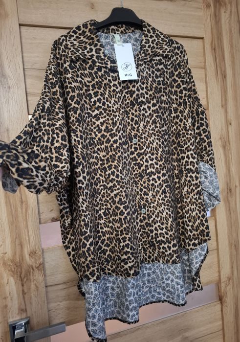 Asymetryczna koszula panterka damska nowa 48 50