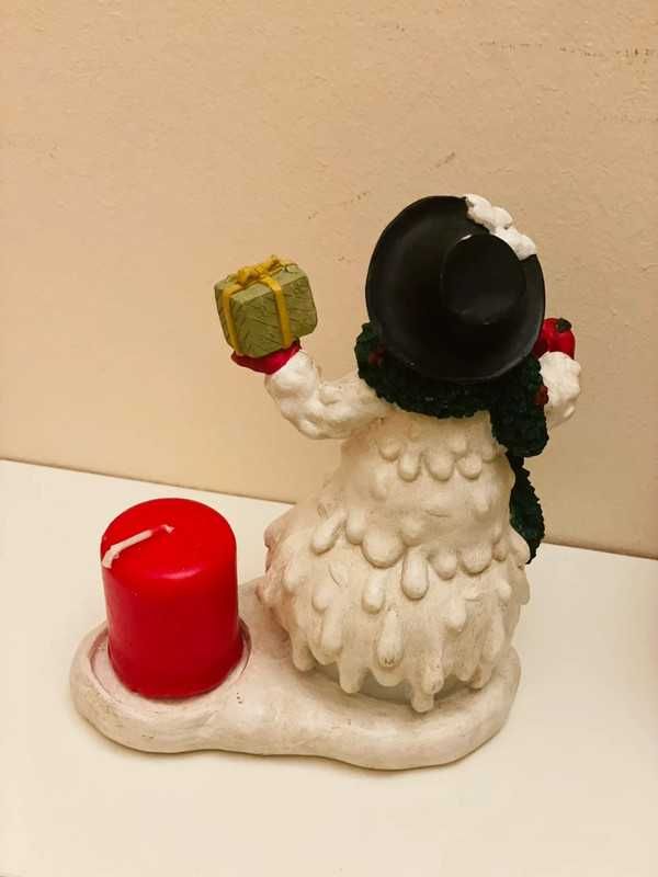 Decoração de Natal - boneco de neve com vela