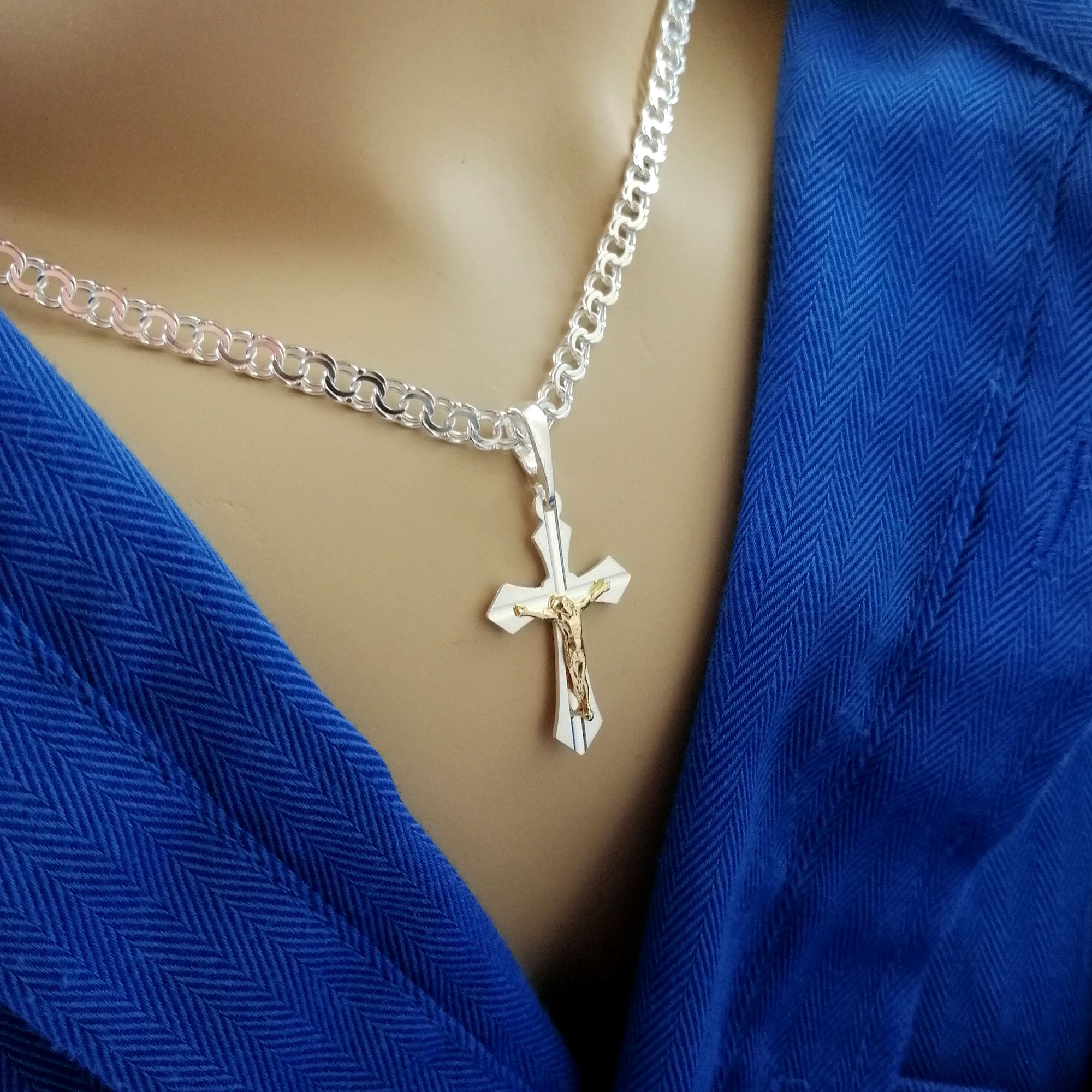 Łańcuszek Srebrny Z Krzyżykiem 925 Prezent Na Urodziny Święta Dla Chło
